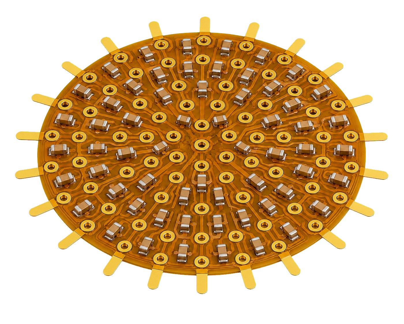 Flexible PCB press-in filter with chip capacitors and gold-plated contacts