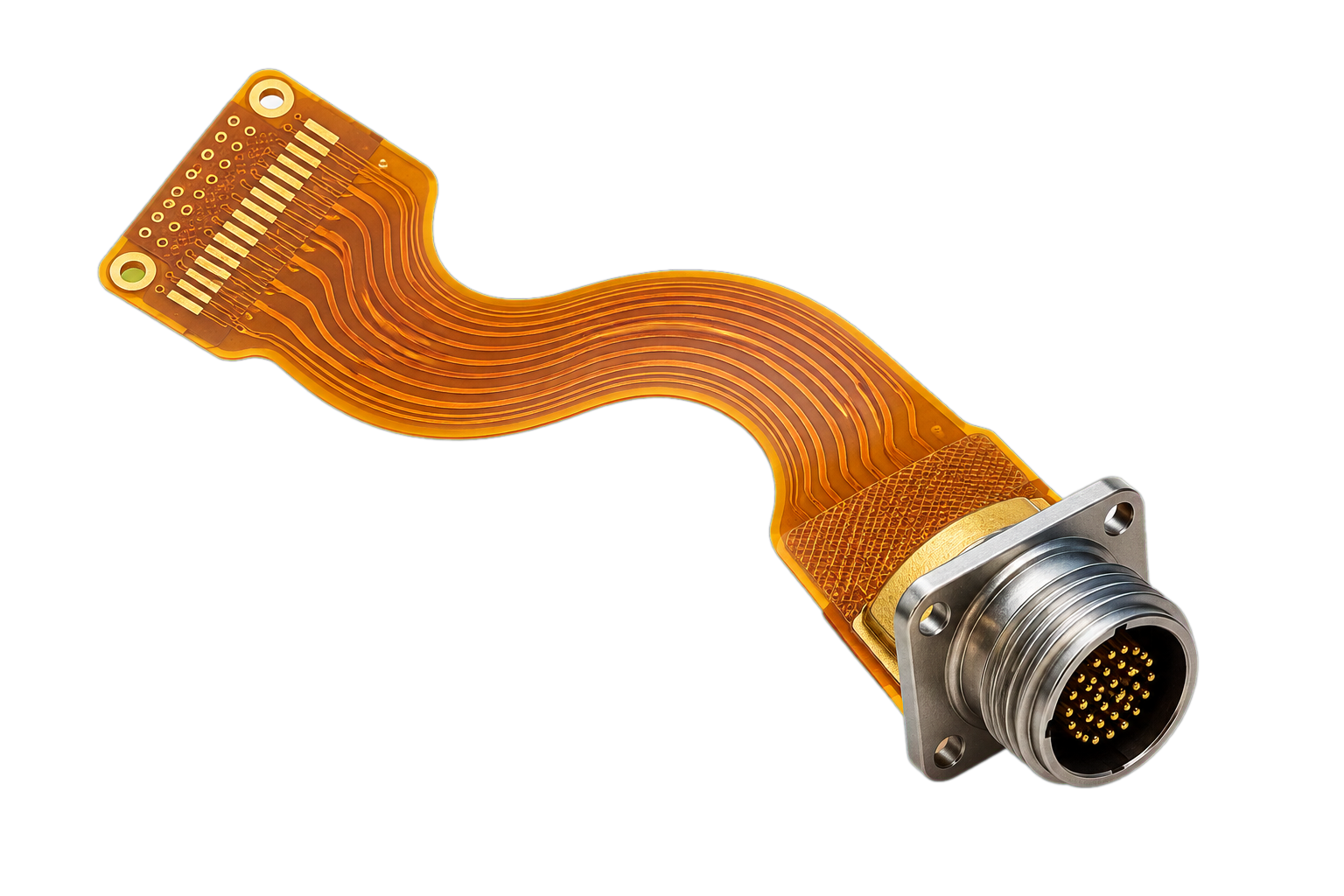 Flexible circuit interconnect with circular connector termination